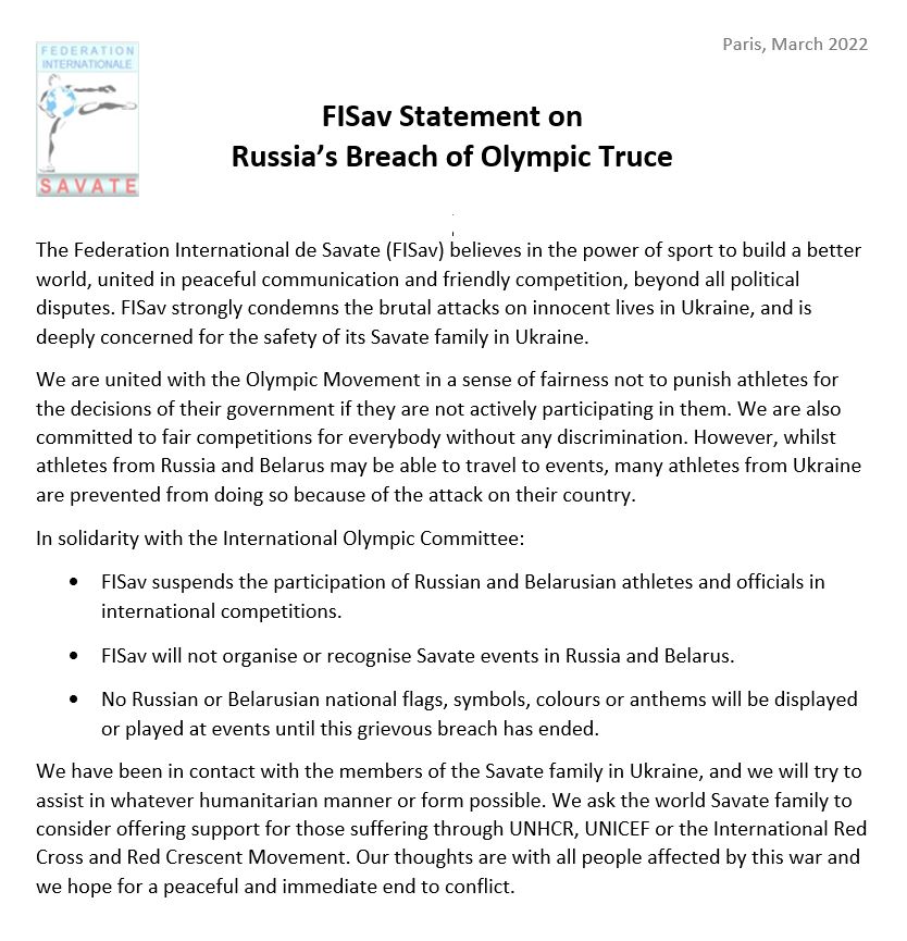 Statement on the Russian Government's Breach of the Olympic Truce